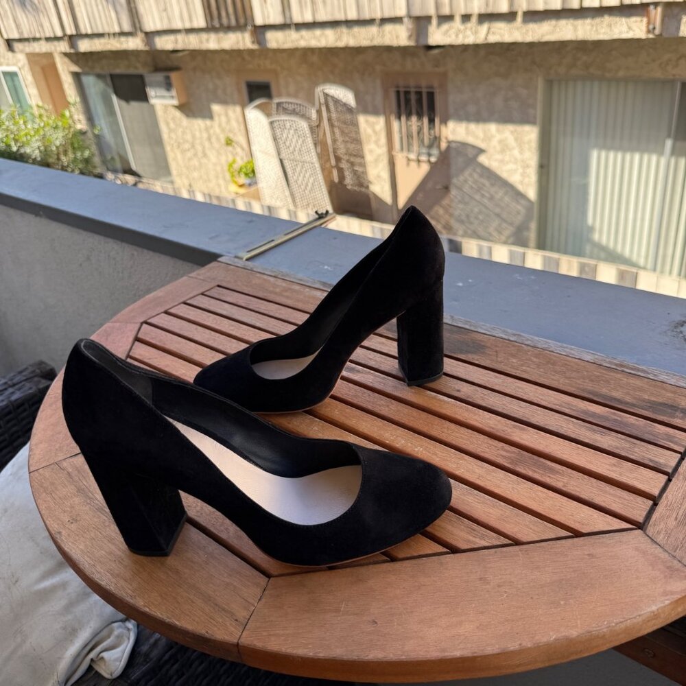 Loeffler Randall Black Suede Block Heel Pumps Size 8.5B - Picture 5 of 8